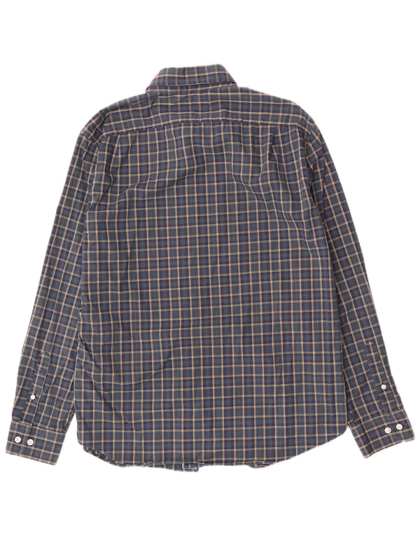 Nautica Mens Shirt Large Navy Blue Check Cotton