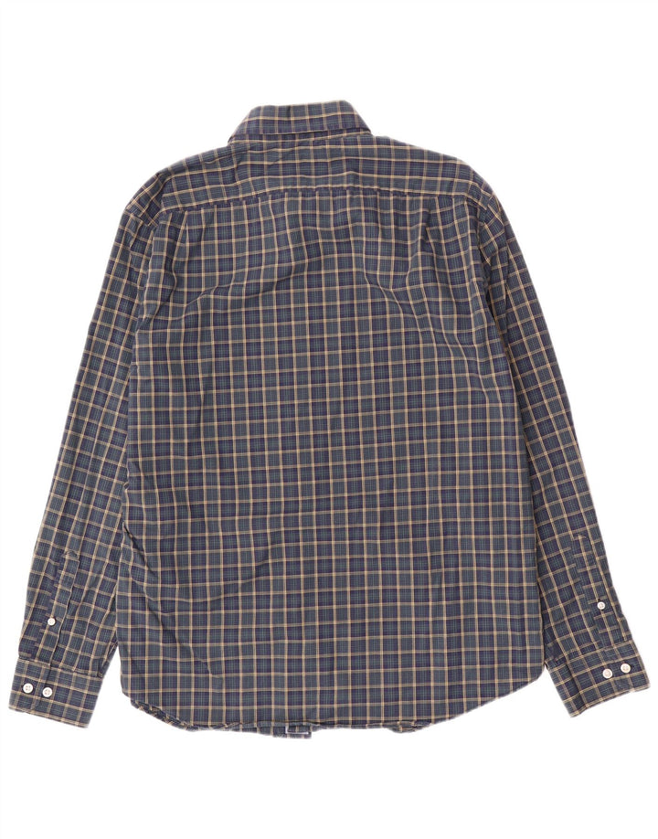 Nautica Mens Shirt Large Navy Blue Check Cotton