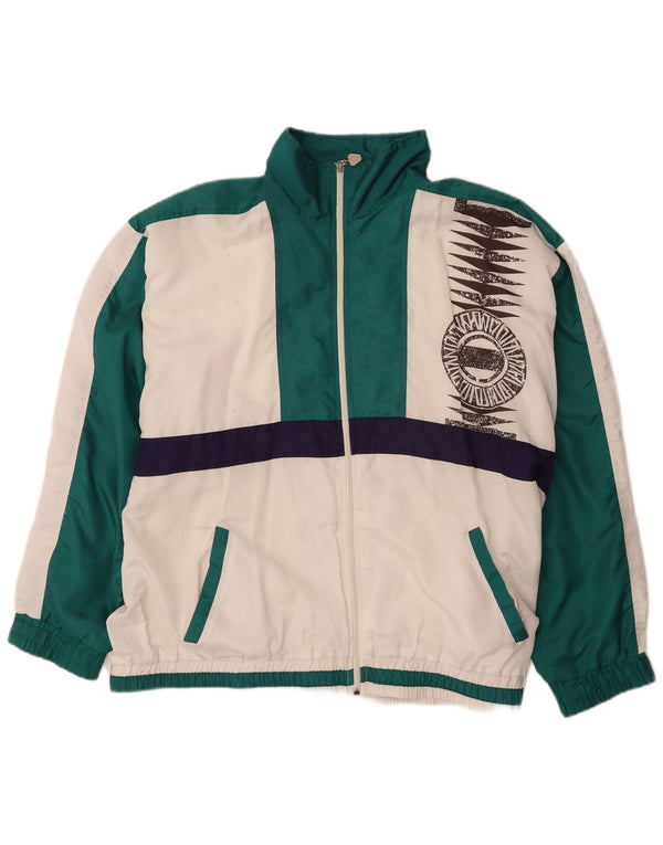 COSMOS Mens Tracksuit Top Jacket UK 16 Large White Colourblock