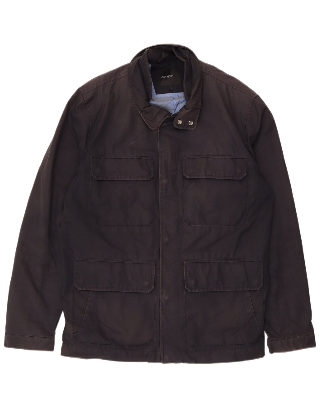 Marks & Spencer Mens Autograph Utility Jacket UK 40 Large Navy Blue Cotton