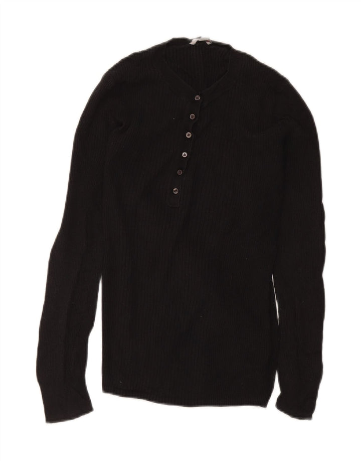 Gap Womens Knit Regular Fit Top Long Sleeve UK 12 Medium Black Viscose