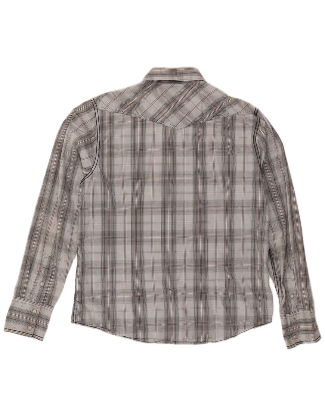 BKE Mens Slim Fit Shirt Medium Grey Check Cotton