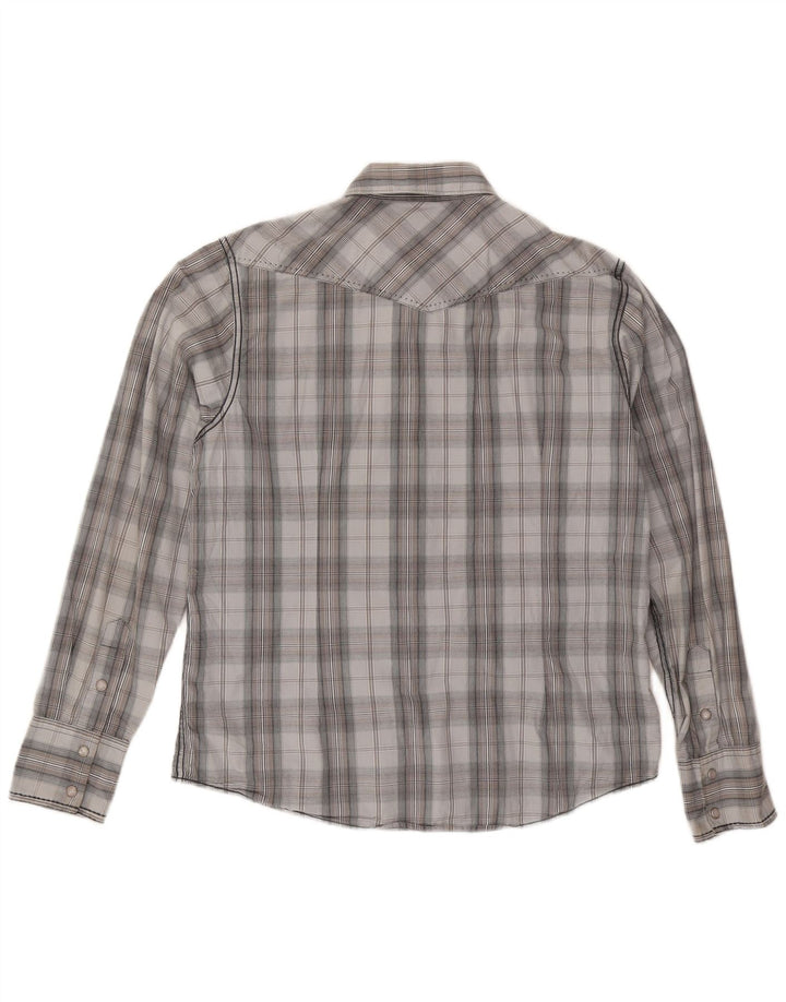 BKE Mens Slim Fit Shirt Medium Grey Check Cotton