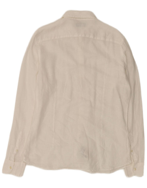 Fay Mens Shirt Size 40 15 3/4 Medium  White Linen