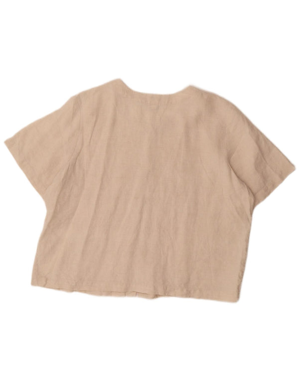 Orvis Womens Short Sleeve Oversized Shirt Blouse UK 18 XL Beige Linen