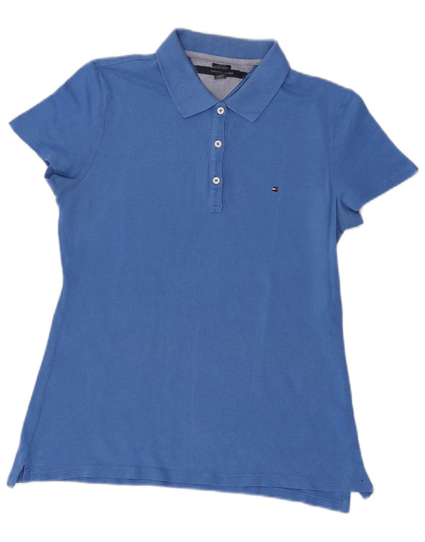 TOMMY HILFIGER Womens Classic Fit Polo Shirt UK 12 Medium Blue