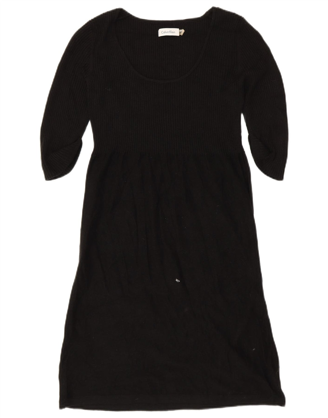 CALVIN KLEIN Womens 3/4 Sleeve Jumper Dress UK 10 Small Black Acrylic