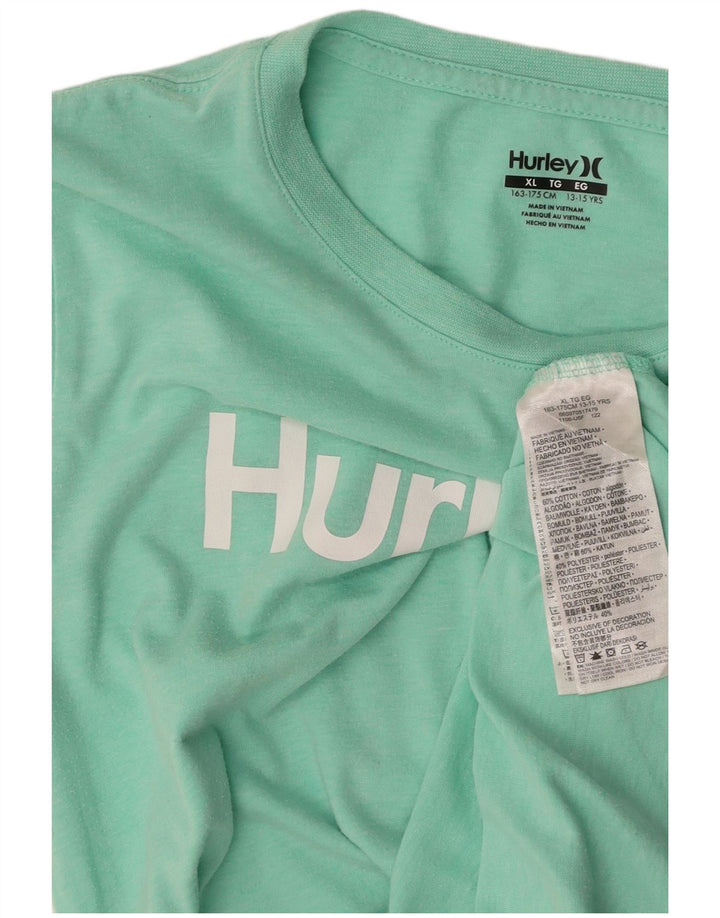 HURLEY Boys Graphic T-Shirt Top 13-14 Years XL Green Cotton