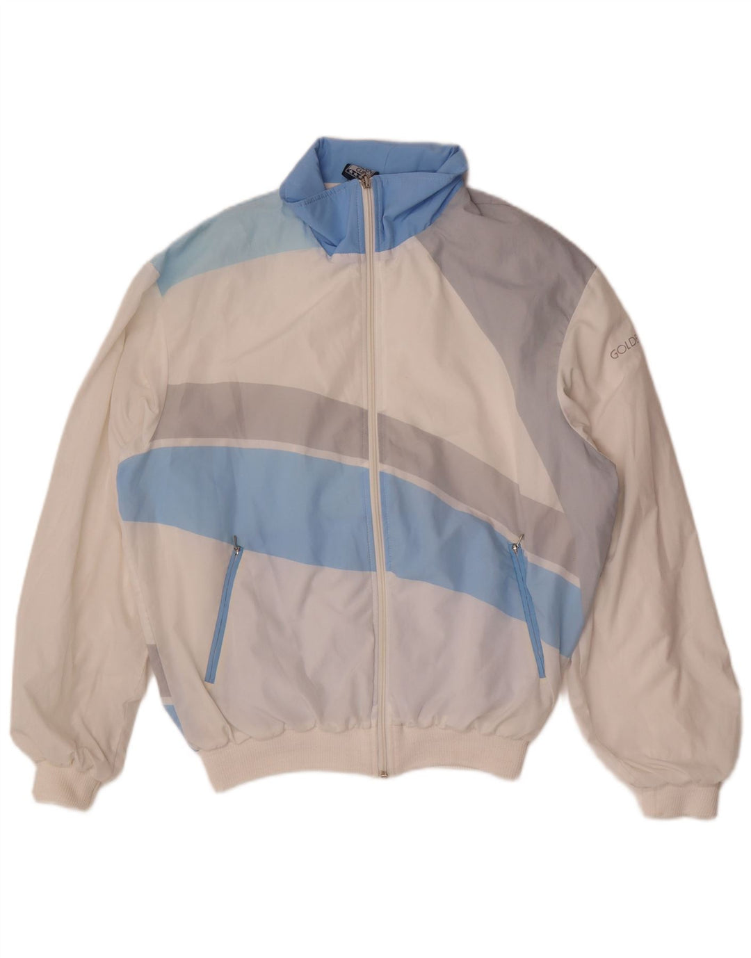 Golden Cup Womens Tracksuit Top Jacket UK 14 Medium White Colourblock
