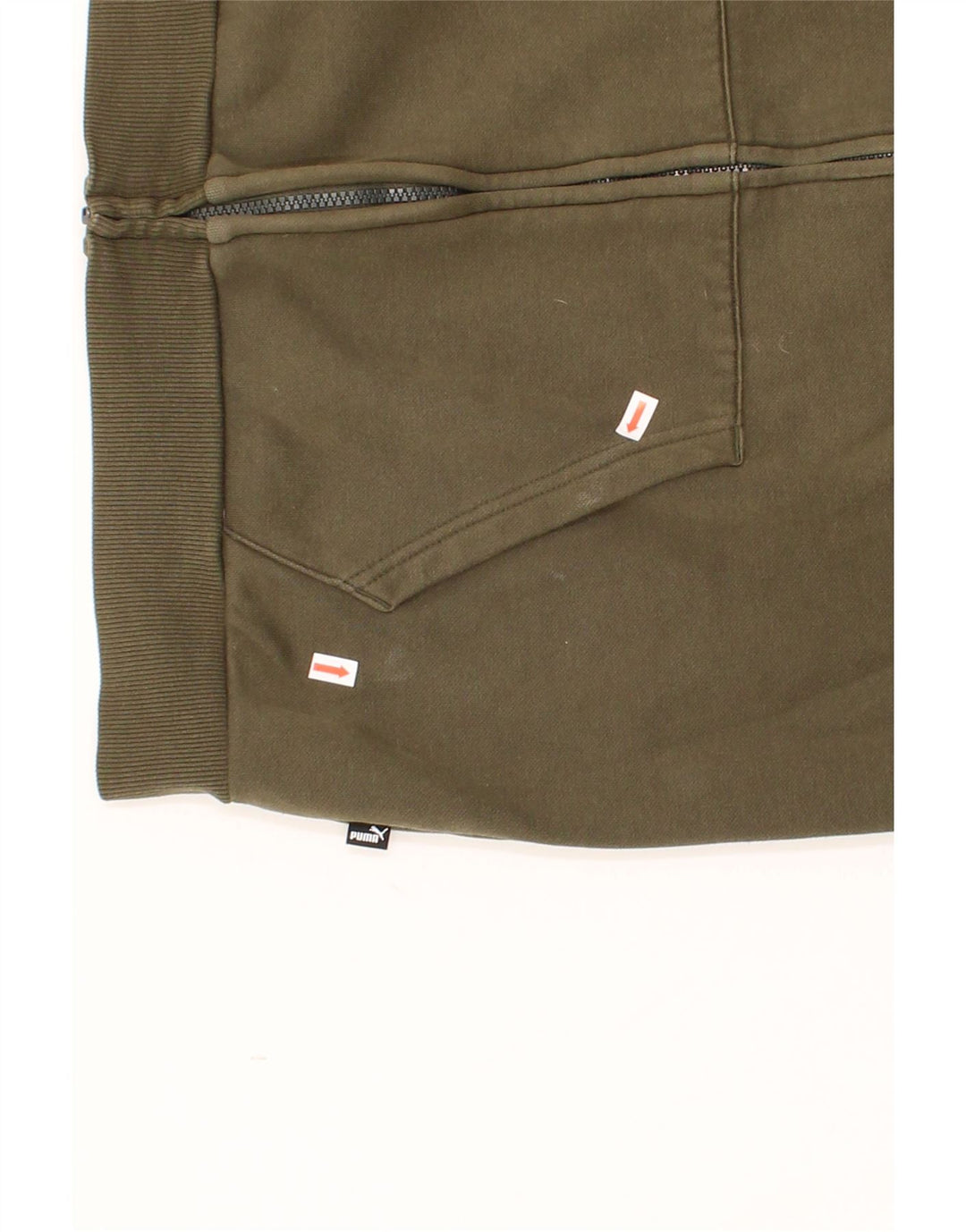 PUMA Mens Graphic Zip Hoodie Sweater Medium Khaki Cotton Vintage Puma and Second-Hand Puma from Messina Hembry 