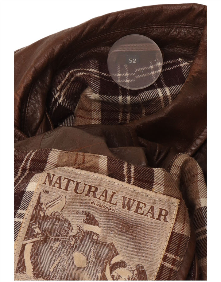 Conbipel Mens Natural Wear Leather Jacket IT 52 XL Brown