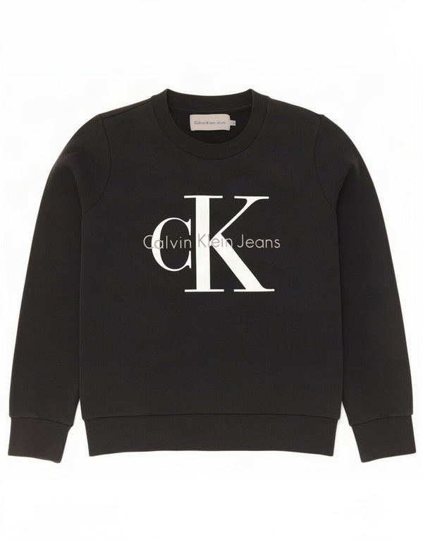Calvin Klein Jeans Womens Graphic Sweatshirt Jumper UK 14 Medium Black