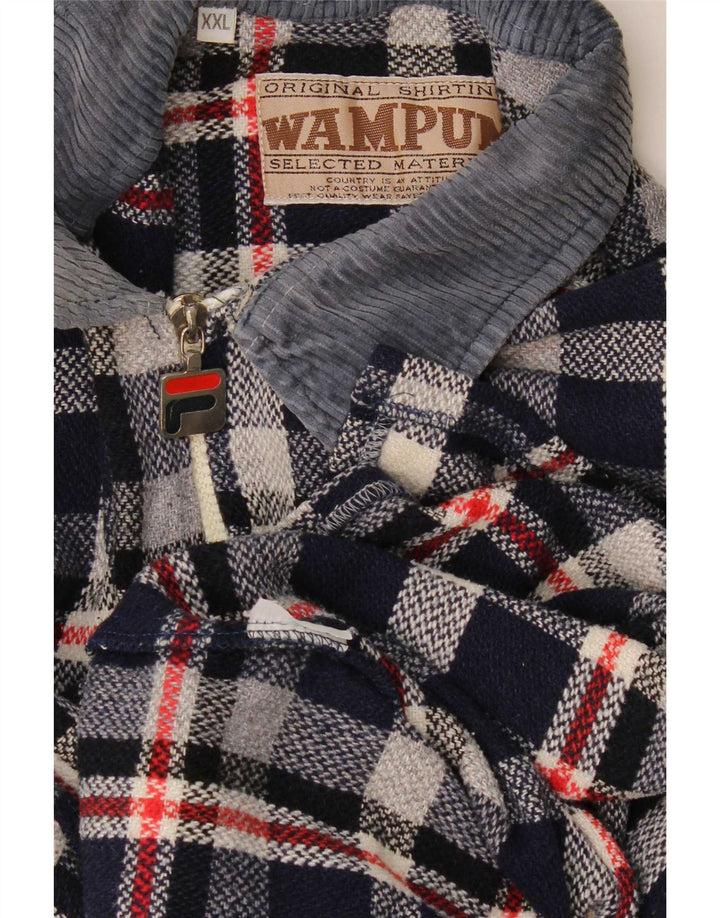 Wampum Mens Flannel Shirt 2XL Navy Blue Check