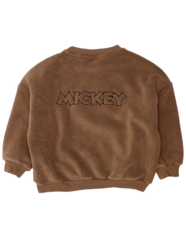 ZARA Baby Boys Mickey Mouse Fleece Jumper 18-24 Months Brown Cotton