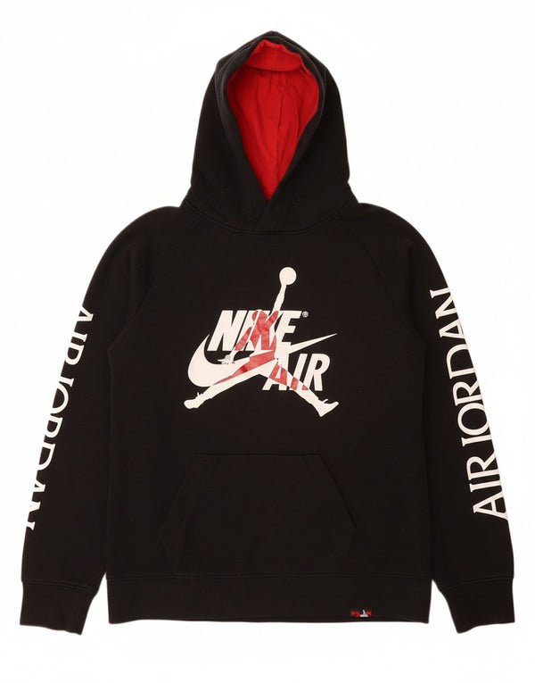 JORDAN Boys Graphic Hoodie Jumper 12-13 Years Large  Black