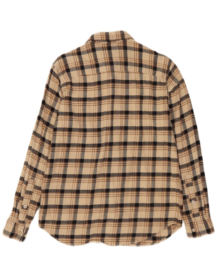 COLUMBIA Mens Flannel Shirt Small Beige Check Cotton