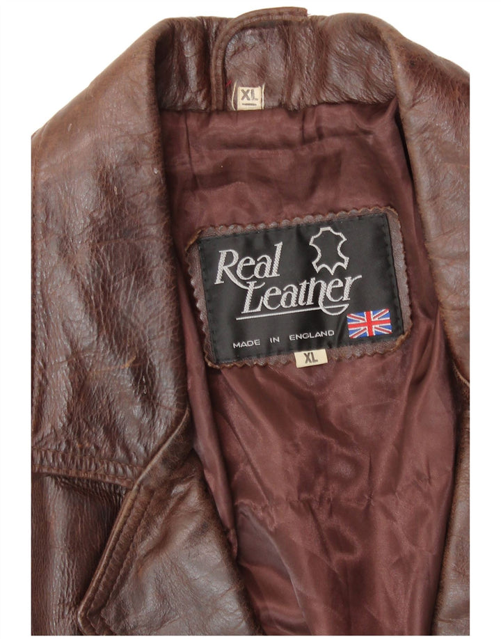 VINTAGE Mens Leather Jacket UK 42 XL Brown Leather