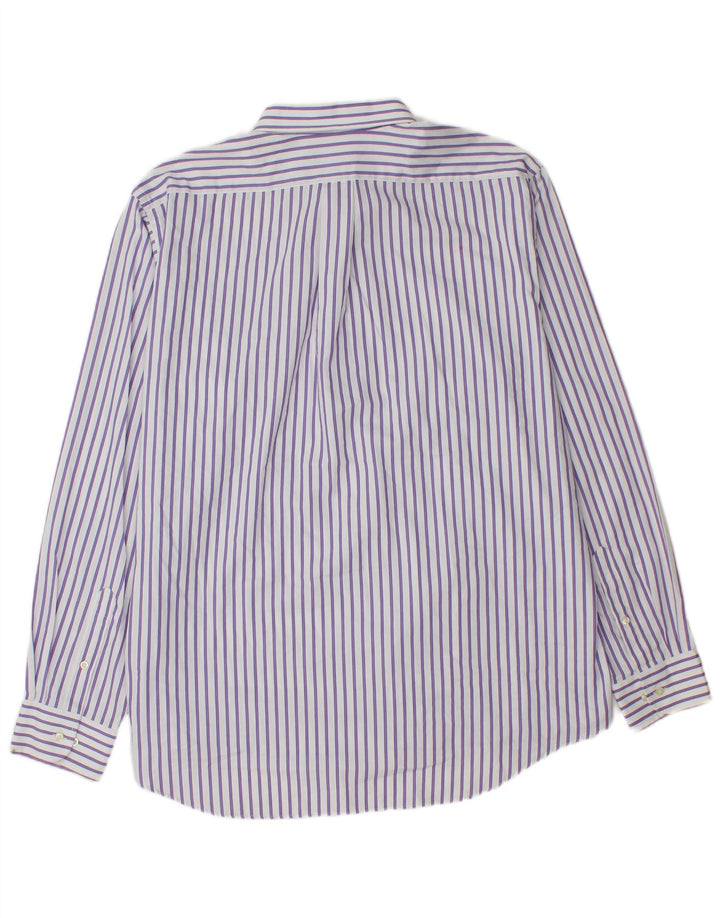 CHAPS Mens Classic Fit Shirt Size 17 17 1/2 XL Purple Striped Cotton