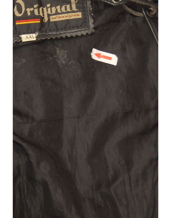 Vintage Womens Leather Waistcoat UK 20 2XL Black Leather