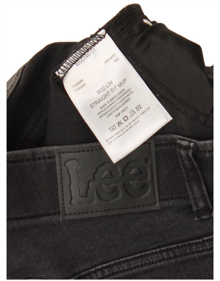 LEE Mens Straight Jeans W32 L34 Black Cotton