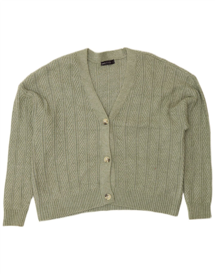 Marks & Spencer Womens Cardigan Sweater UK 18 XL Green Polyester