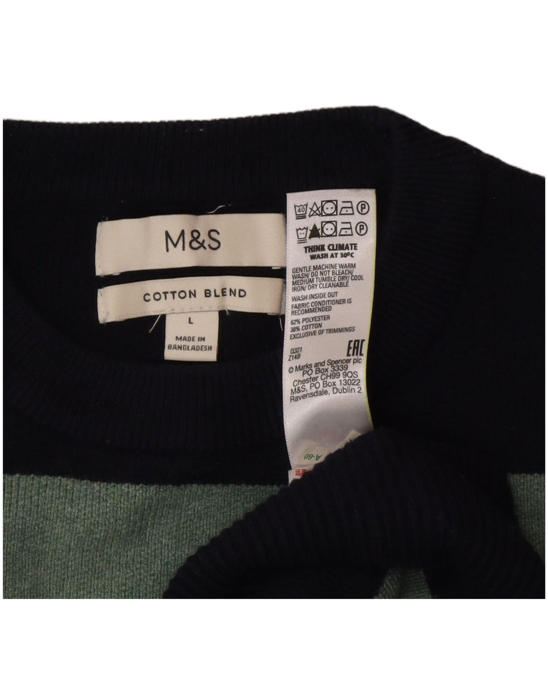 Marks & Spencer Womens Crew Neck Jumper Sweater UK 16 Large Navy Blue