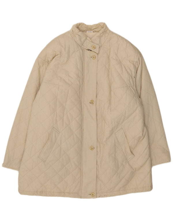 Vintage Womens Quilted Jacket IT 54 2XL Beige