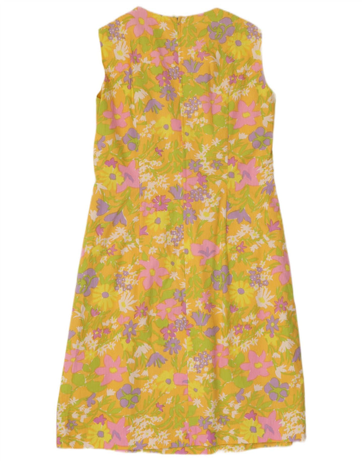 BOUSSAC Womens Sleeveless Sheath Dress UK 14 Medium Yellow Floral
