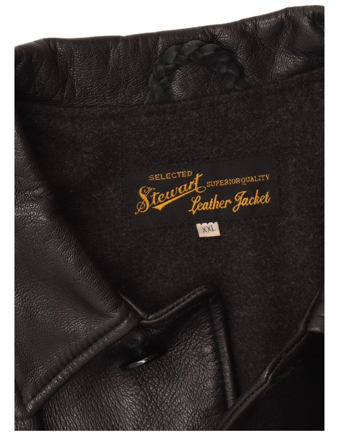 STEWART Mens Leather Jacket UK 44 2XL Black Leather Classic