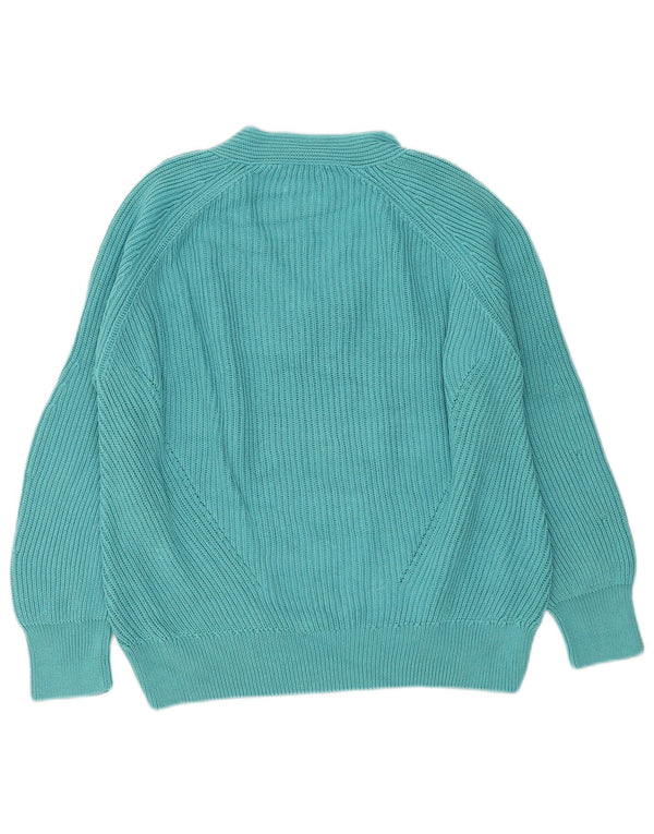 Massimo Dutti Womens Oversized V-Neck Jumper Sweater UK 14 Medium Turquoise
