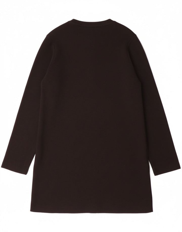 MARKS & SPENCER Womens Longline Cardigan Sweater UK 12 Medium Black Wool