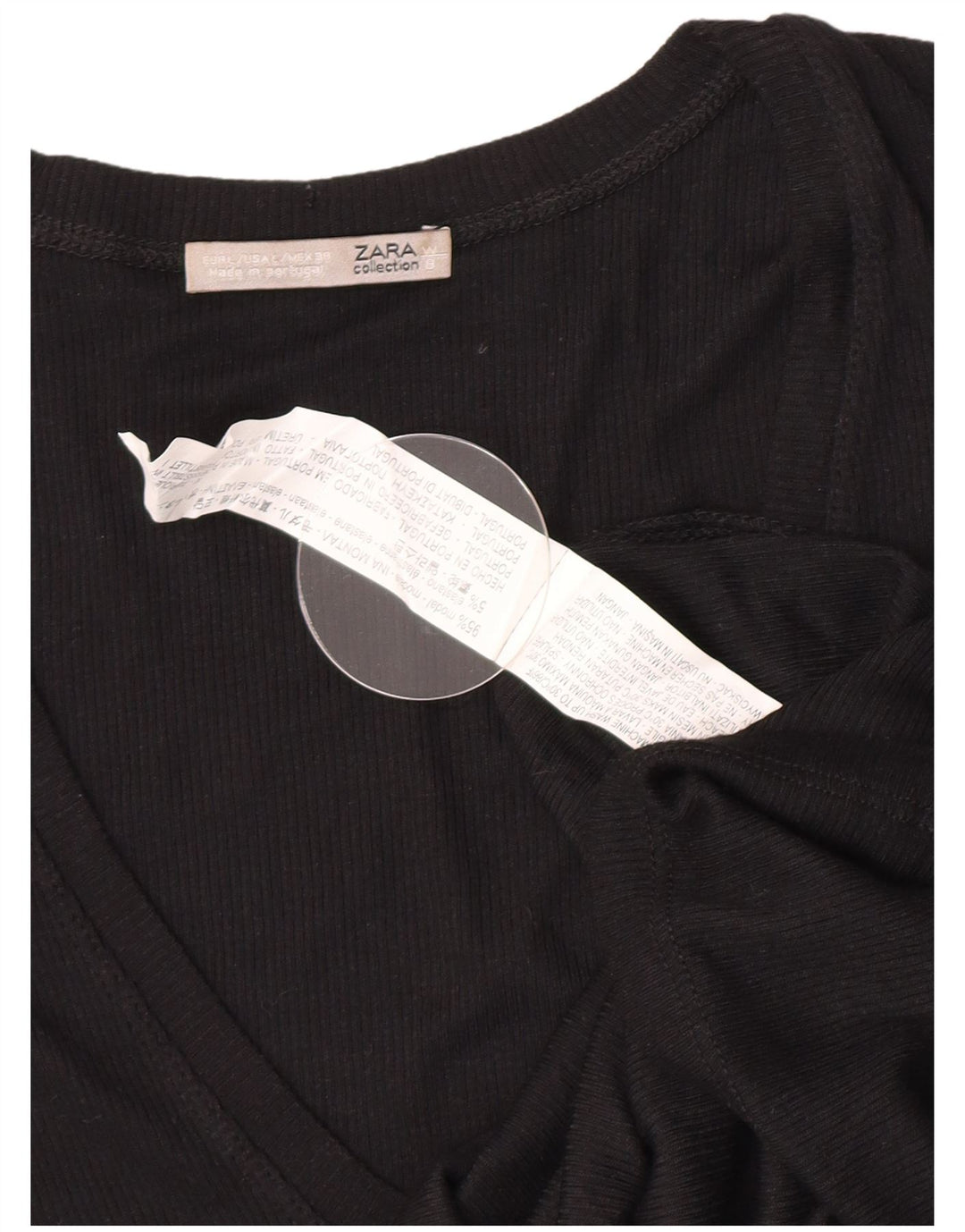 Zara Womens Top Long Sleeve UK 14 Large Black Modal