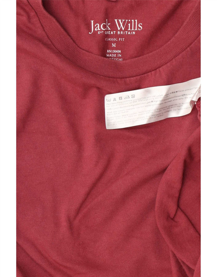 Jack Wills Mens Classic Fit T-Shirt Top Medium Maroon Cotton