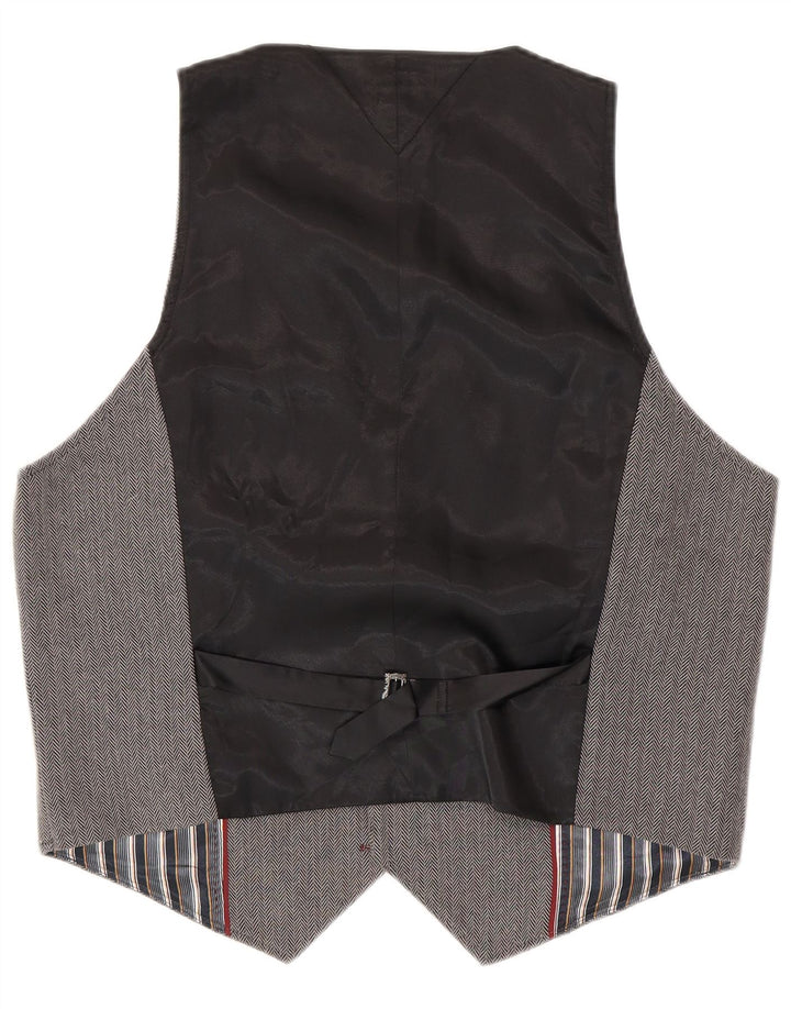 Tommy Hilfiger Mens Waistcoat XL Grey Herringbone Cotton