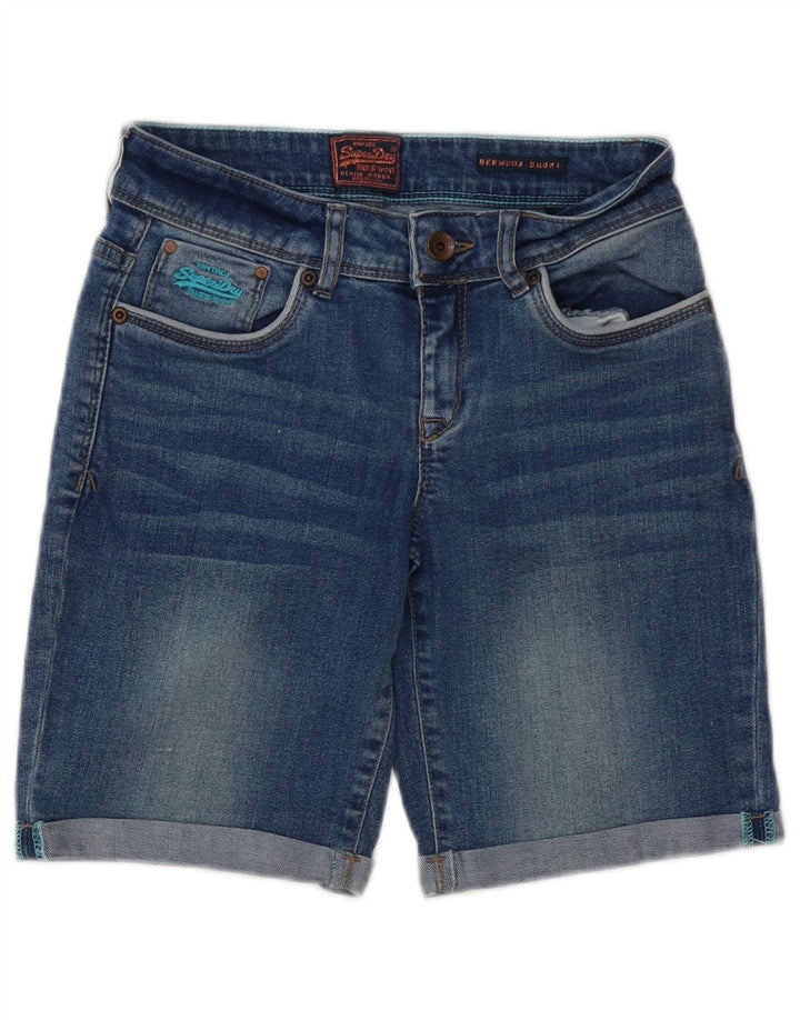 SUPERDRY Womens Bermuda Denim Shorts W26 Small Blue Cotton