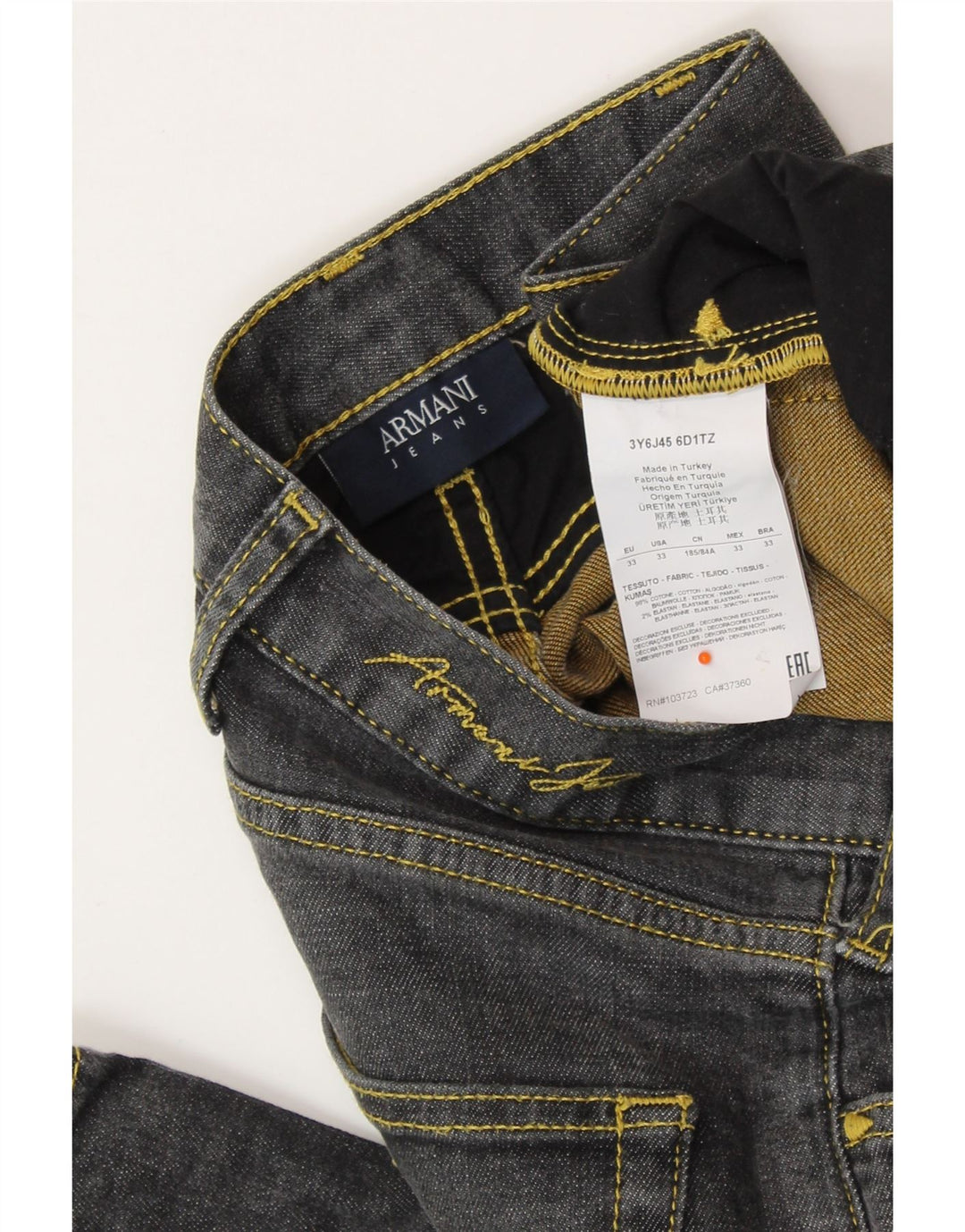 ARMANI Mens Straight Jeans W33 L32  Grey Cotton