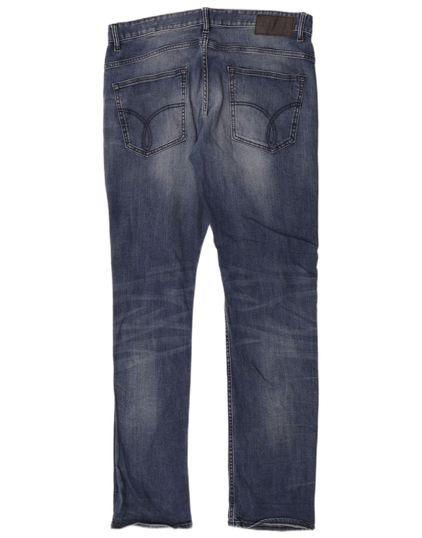 Calvin Klein Mens Slim Jeans W34 L34 Blue Cotton