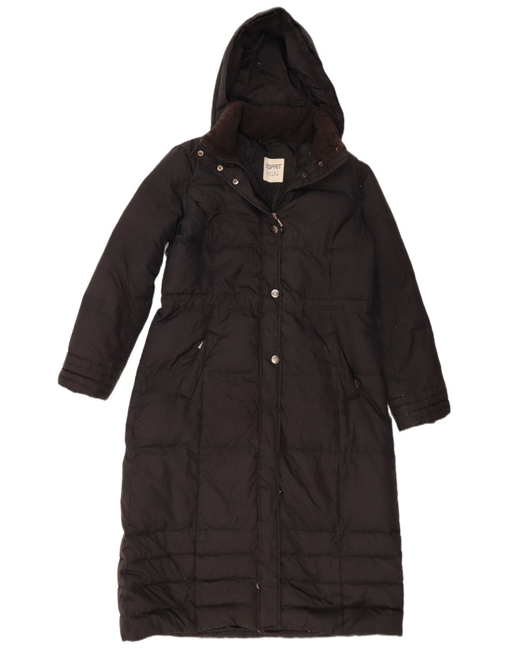 Esprit Womens Hooded Padded Coat UK 16 Large Black Polyamide