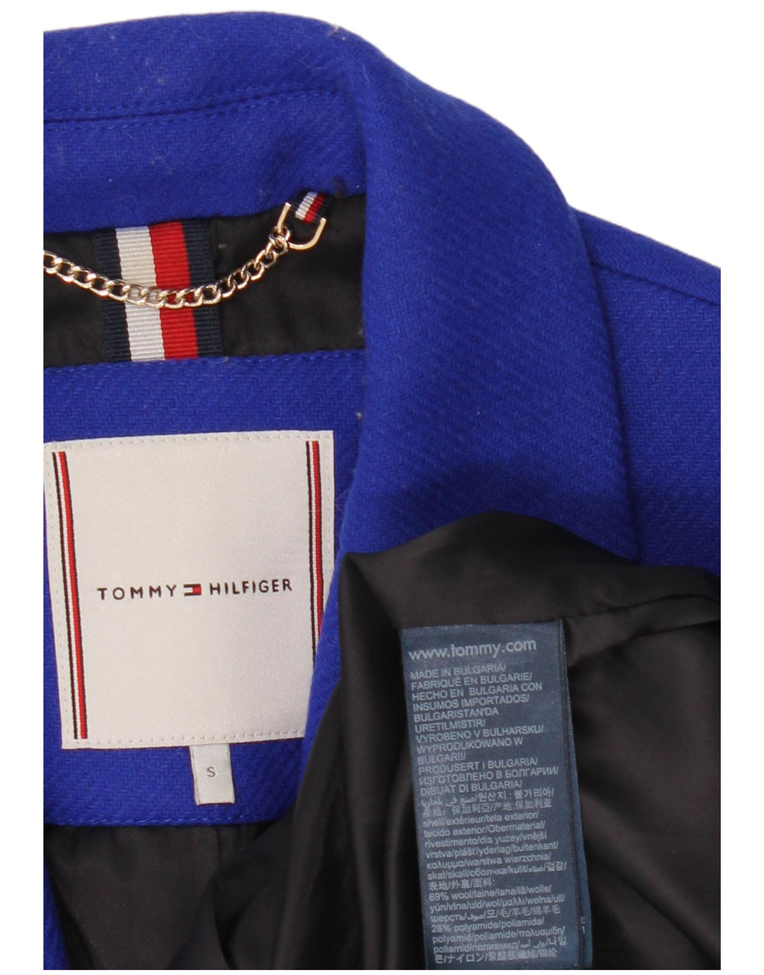Tommy Hilfiger Womens Overcoat UK 10 Small Blue Wool