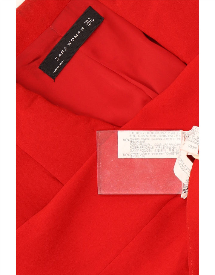 Zara Womens Double Breasted Blazer Jacket UK 14 Large Red Polyester