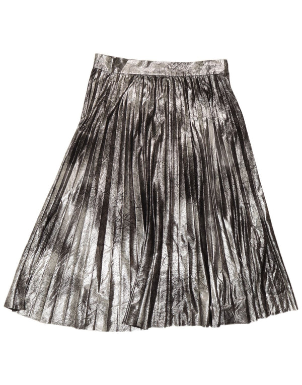 Zara Womens Knife Pleated Skirt Medium W28 Silver