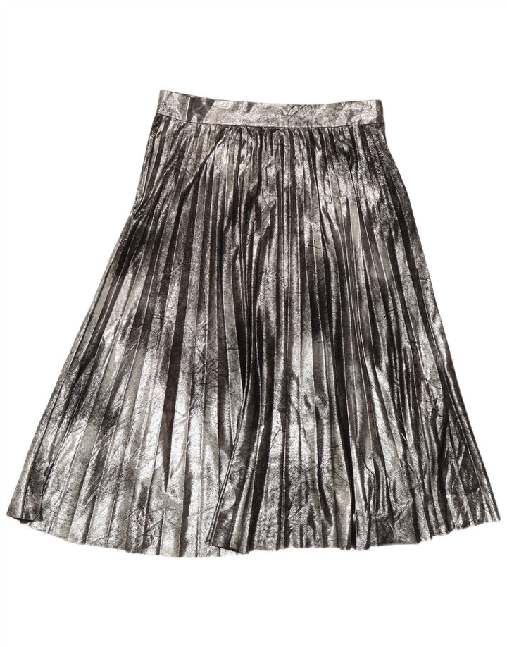 Zara Womens Knife Pleated Skirt Medium W28 Silver