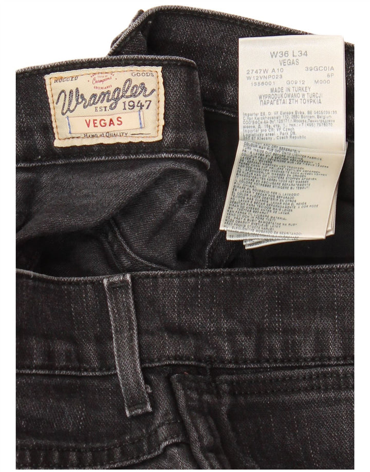 WRANGLER Mens Vegas Skinny Jeans W36 L34 Black Cotton