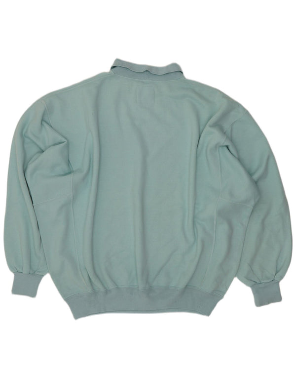 Americanino Mens Loose Fit Graphic Polo Neck Sweatshirt Jumper Large Blue