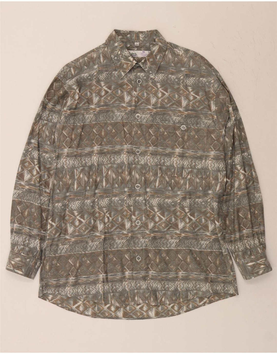 NEW FAST Mens Shirt Size 41/42 Large Grey Argyle/Diamond Viscose Vintage New Fast and Second-Hand New Fast from Messina Hembry 