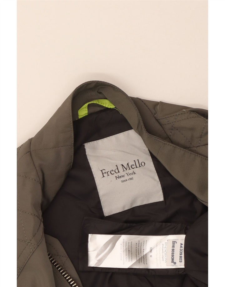Fred Mello Mens Bomber Jacket UK 38 Medium Grey Polyamide