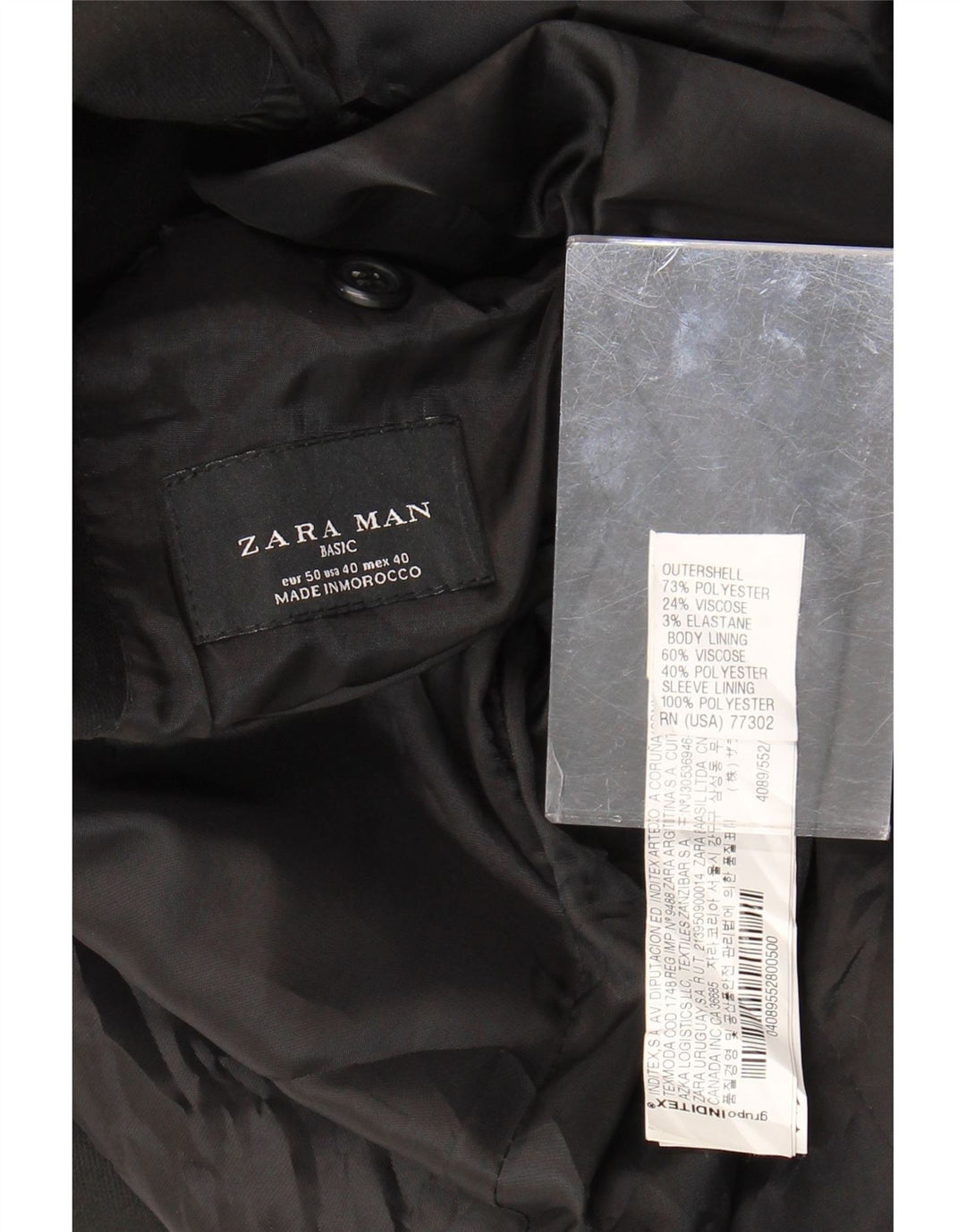 ZARA Mens 2 Button Blazer Jacket EU 50 Medium Black Polyester