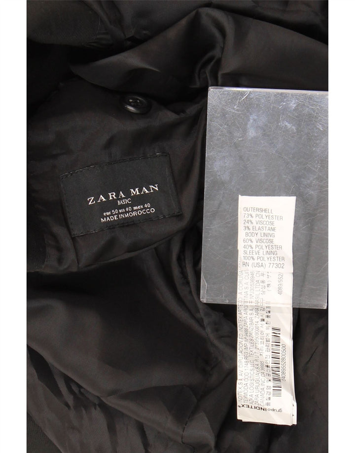 ZARA Mens 2 Button Blazer Jacket EU 50 Medium Black Polyester