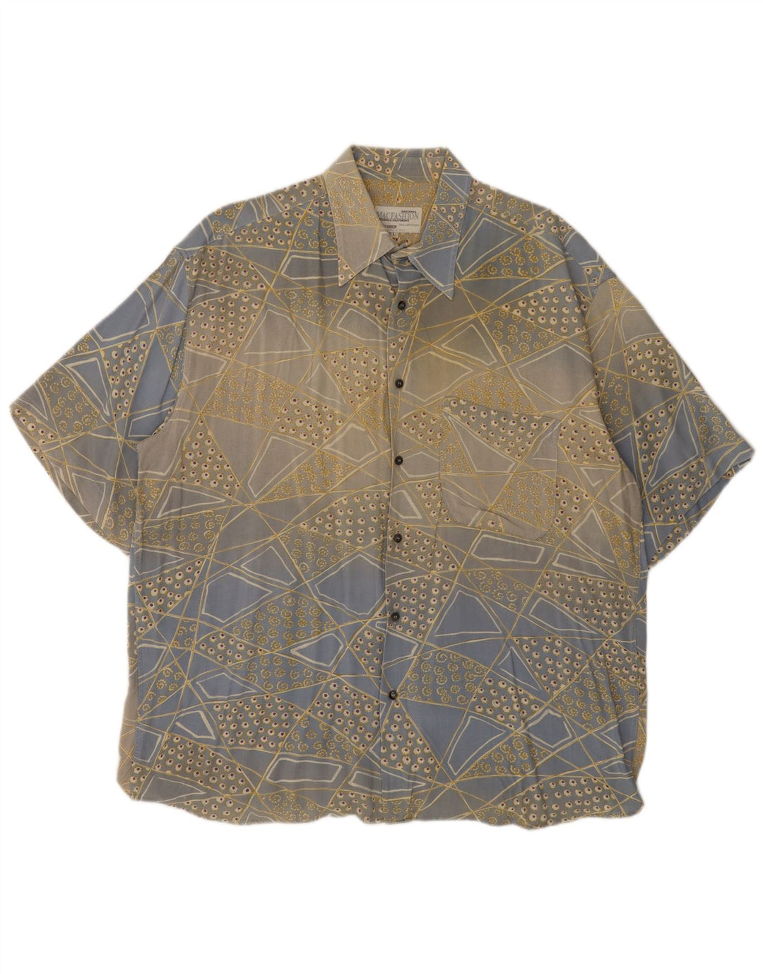 MAC FASHION Mens Short Sleeve Shirt Large Blue Geometric