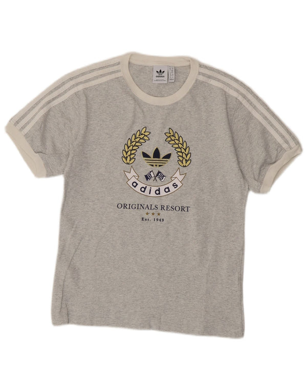 Adidas Womens Graphic T-Shirt Top UK 10 Small Grey Cotton
